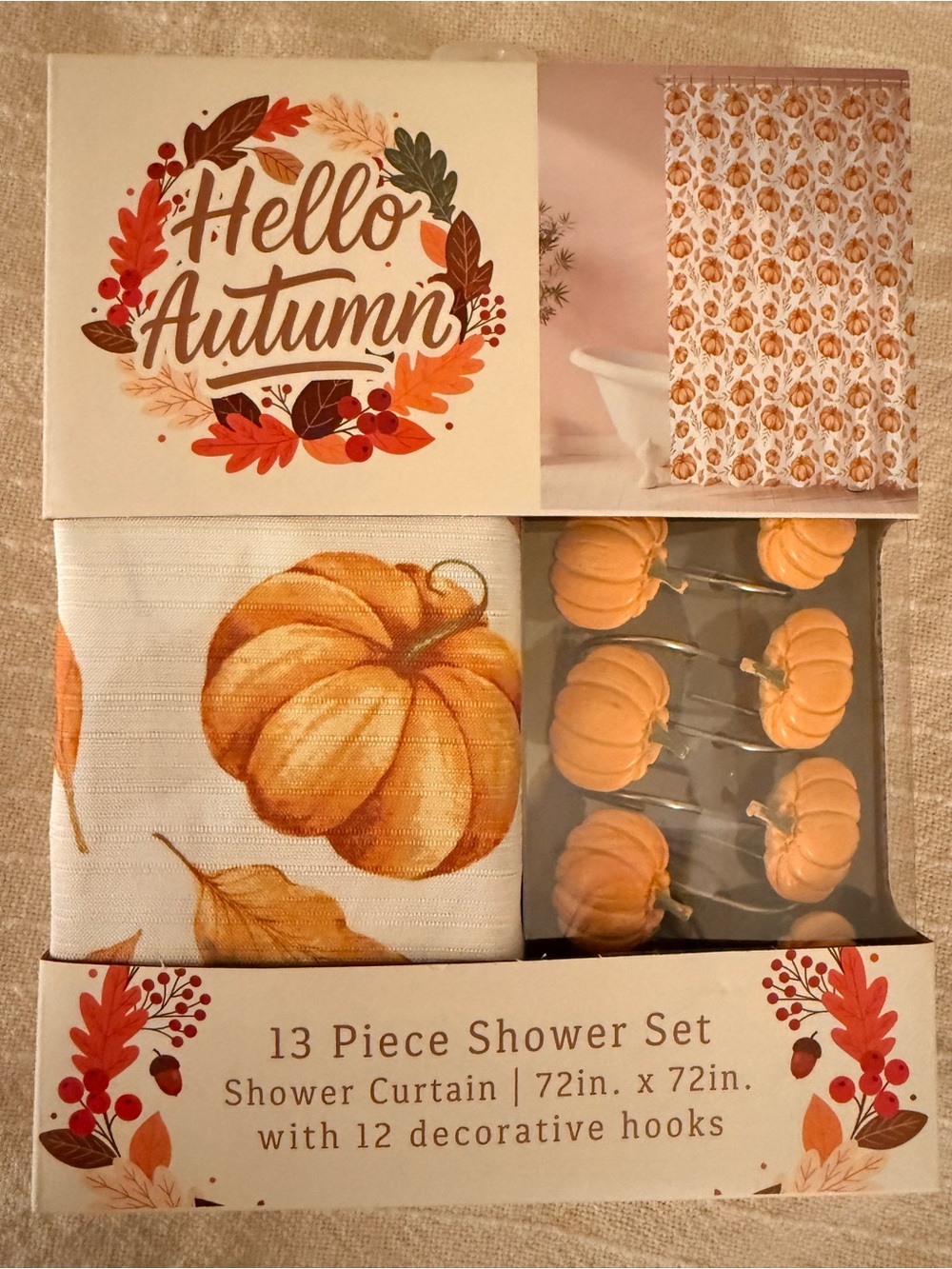 Pumpkin Shower Curtain Set - Orange Pumpkin Design